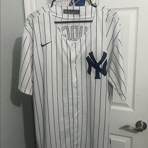 Nike White and Navy Pinstripe Jersey